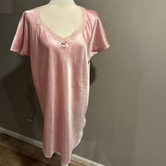 Vintage Intimate Treasures Pink Lace Nightgown Womens Large Polyester - Picture 1 of 9